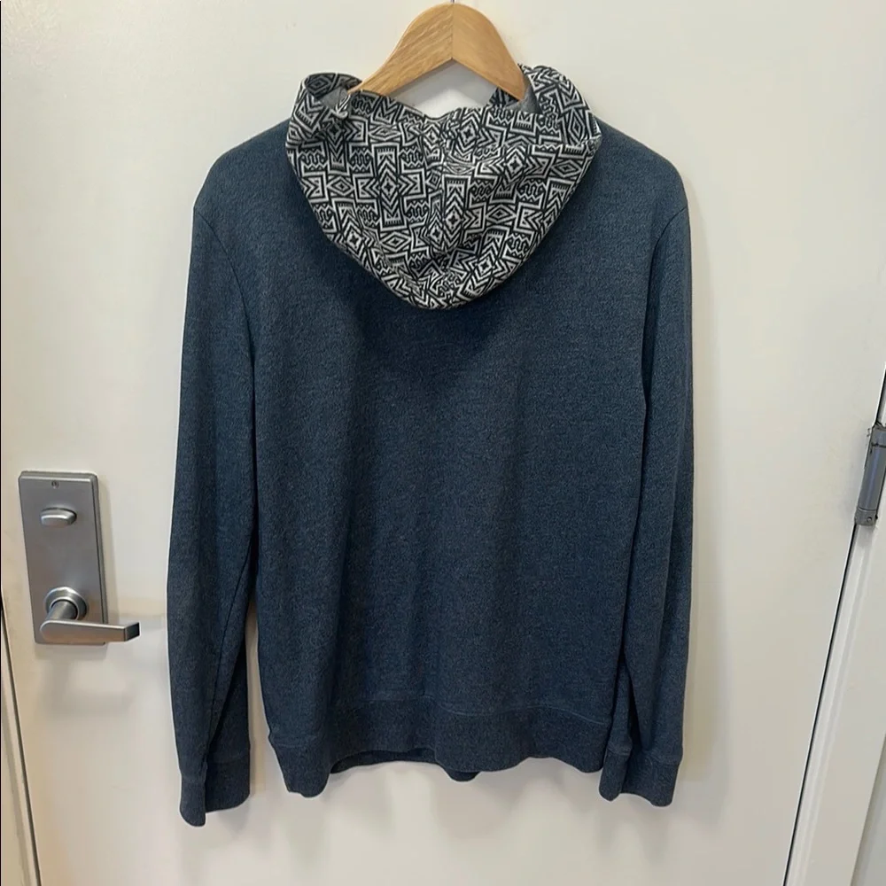 PacSun Men's Blue Hoodie with Patterned Hood - Picture 4 of 6